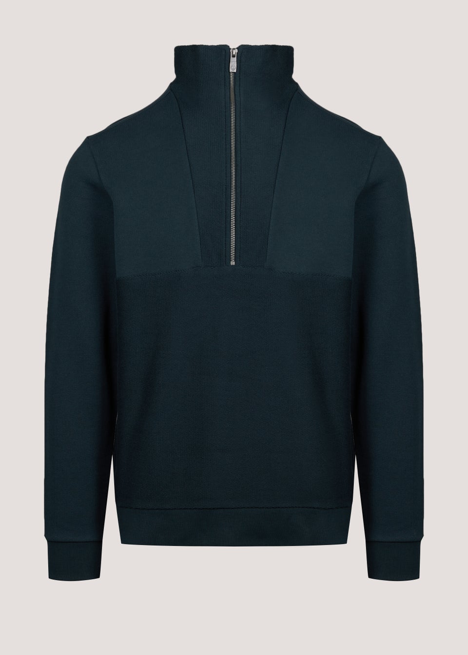 Lincoln Navy Quarter Zip Funnel Neck Sweatshirt