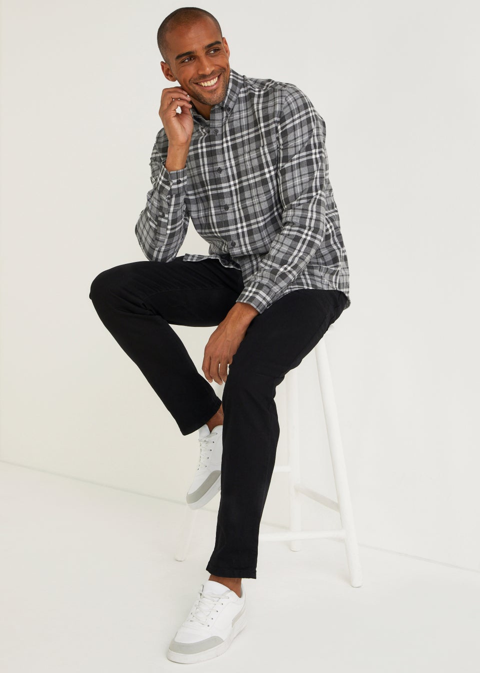 Grey Check Lightweight Flannel Shirt