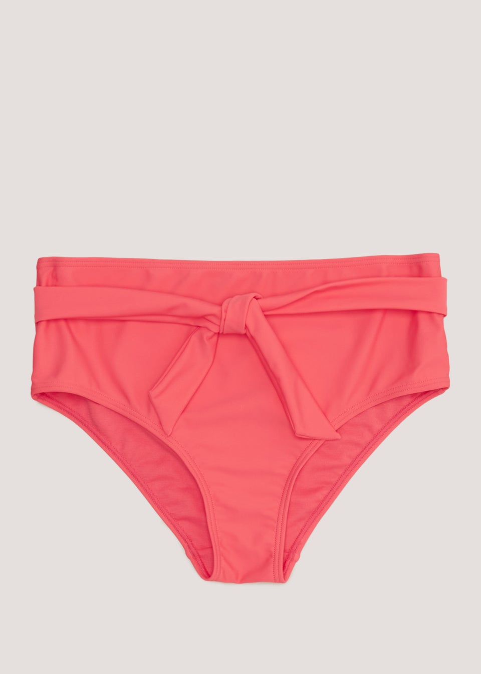 Coral High Waisted Bikini Bottoms