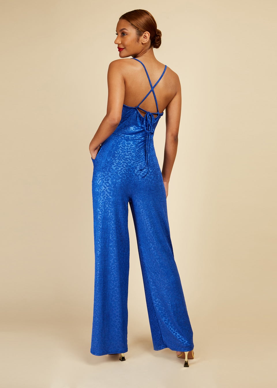 Blue leopard jumpsuit sale
