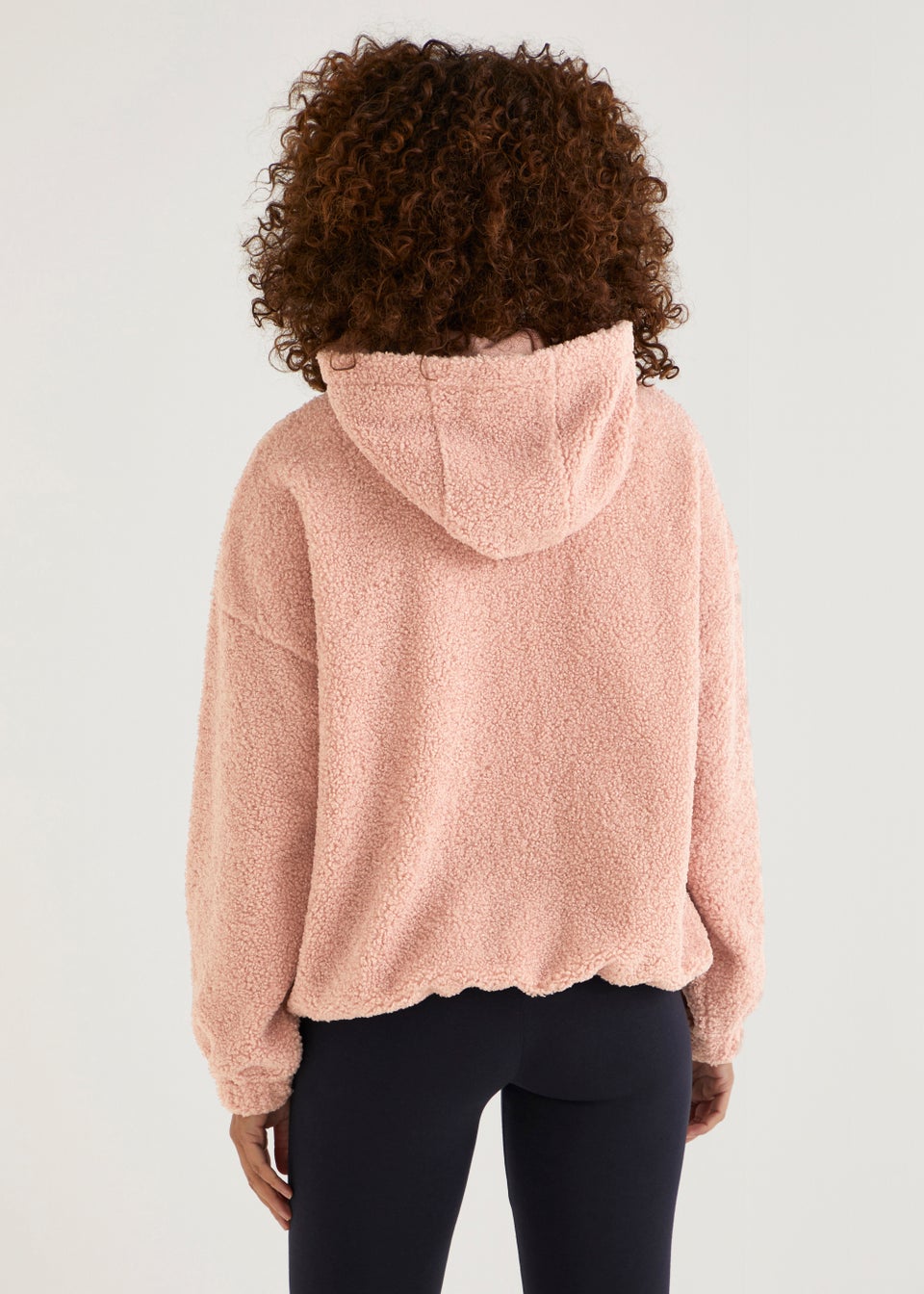 Pink Half Zip Borg Hoodie
