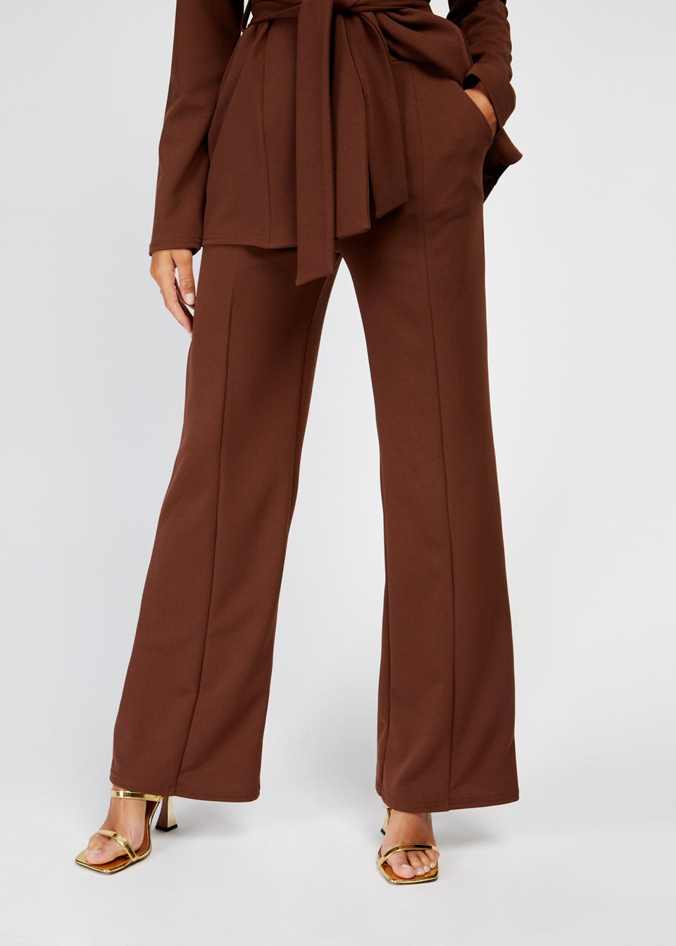 Girls on Film Chocolate Flared Trousers