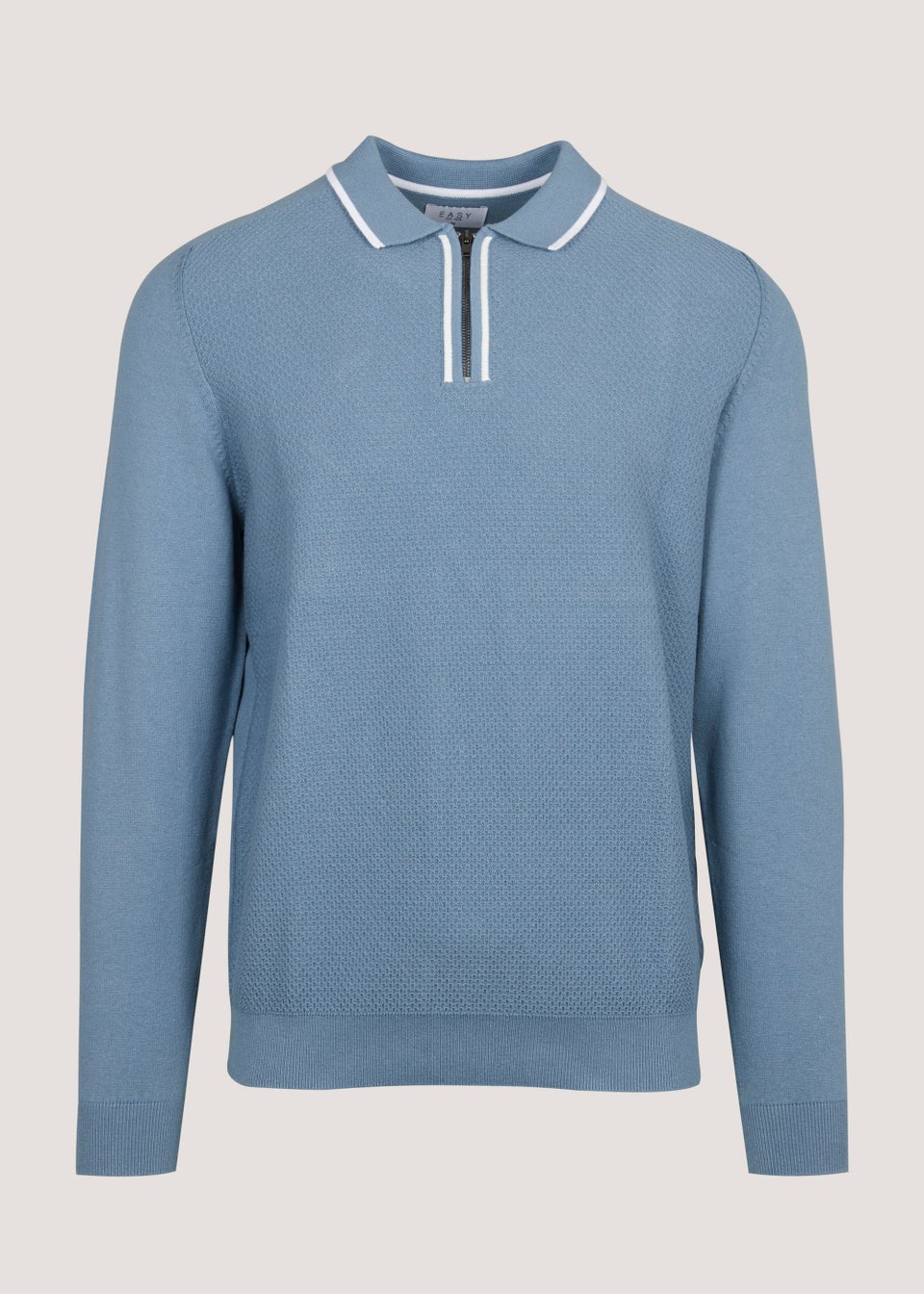 Blue Long Sleeve Zip Polo Shirt