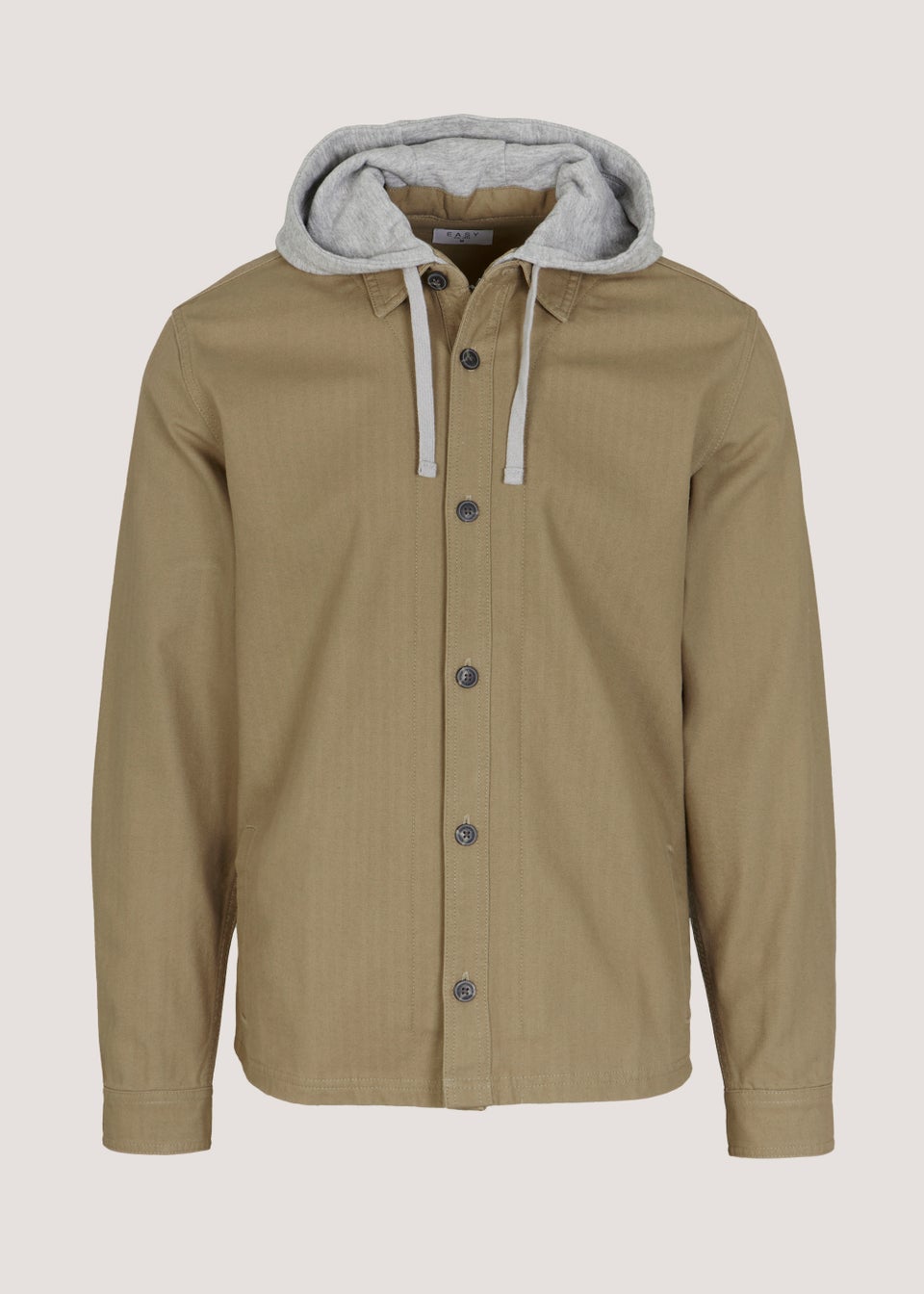 Stone Herringbone Hooded Shacket