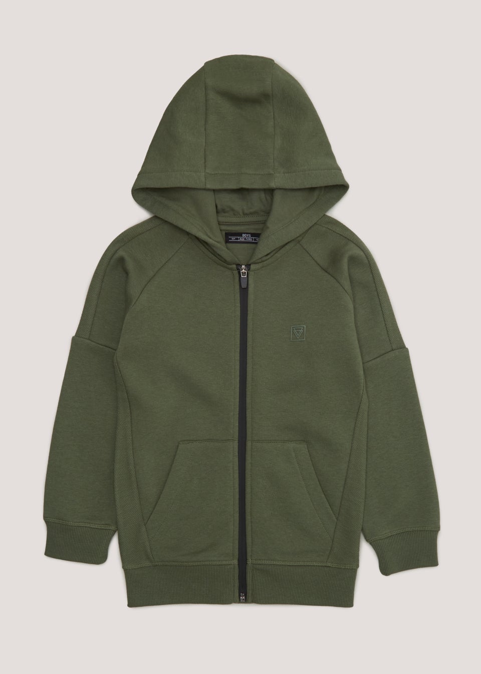 Boys Khaki Mesh Zip Up Hoodie (4-15yrs)