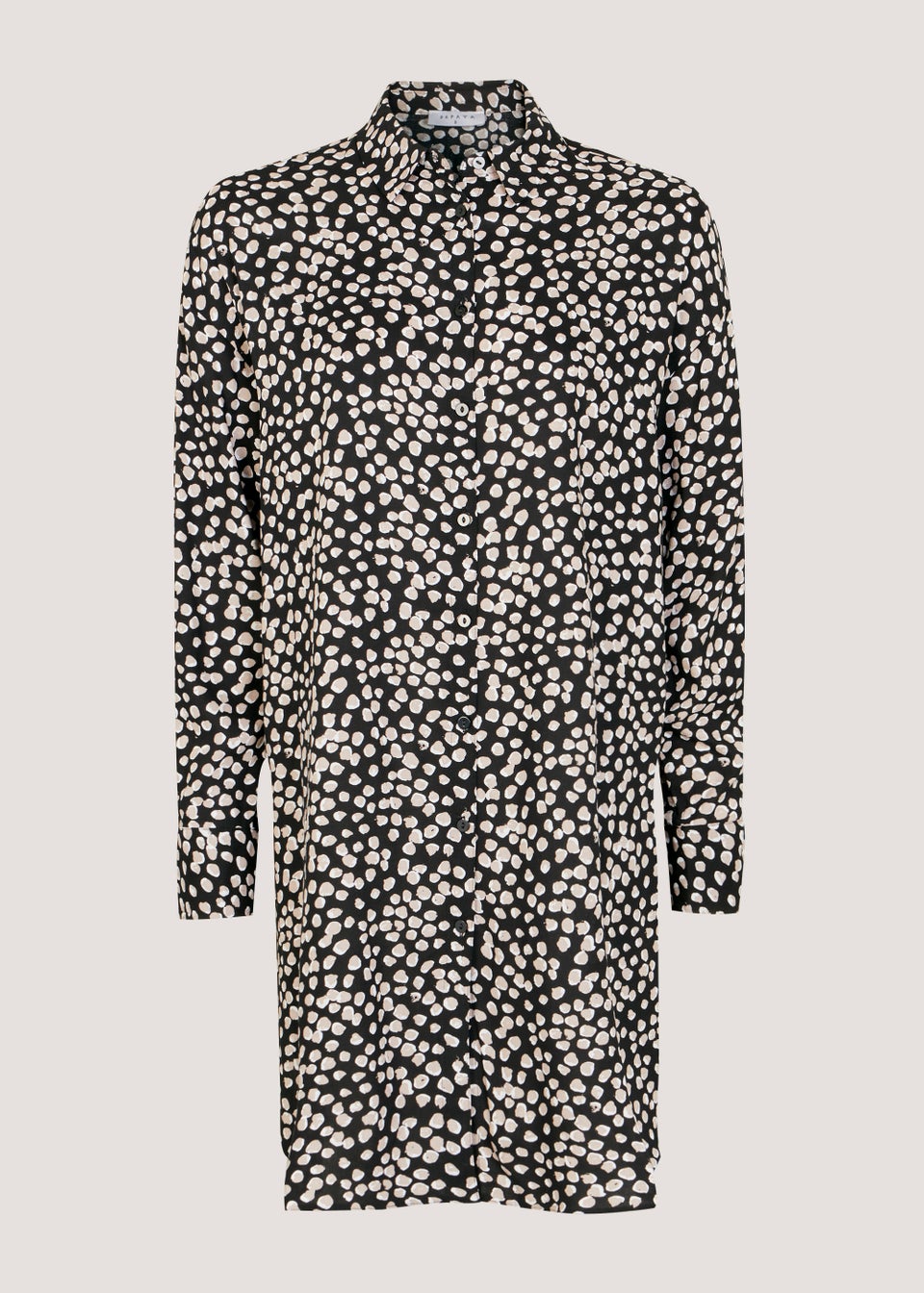 Black Print Longline Shirt