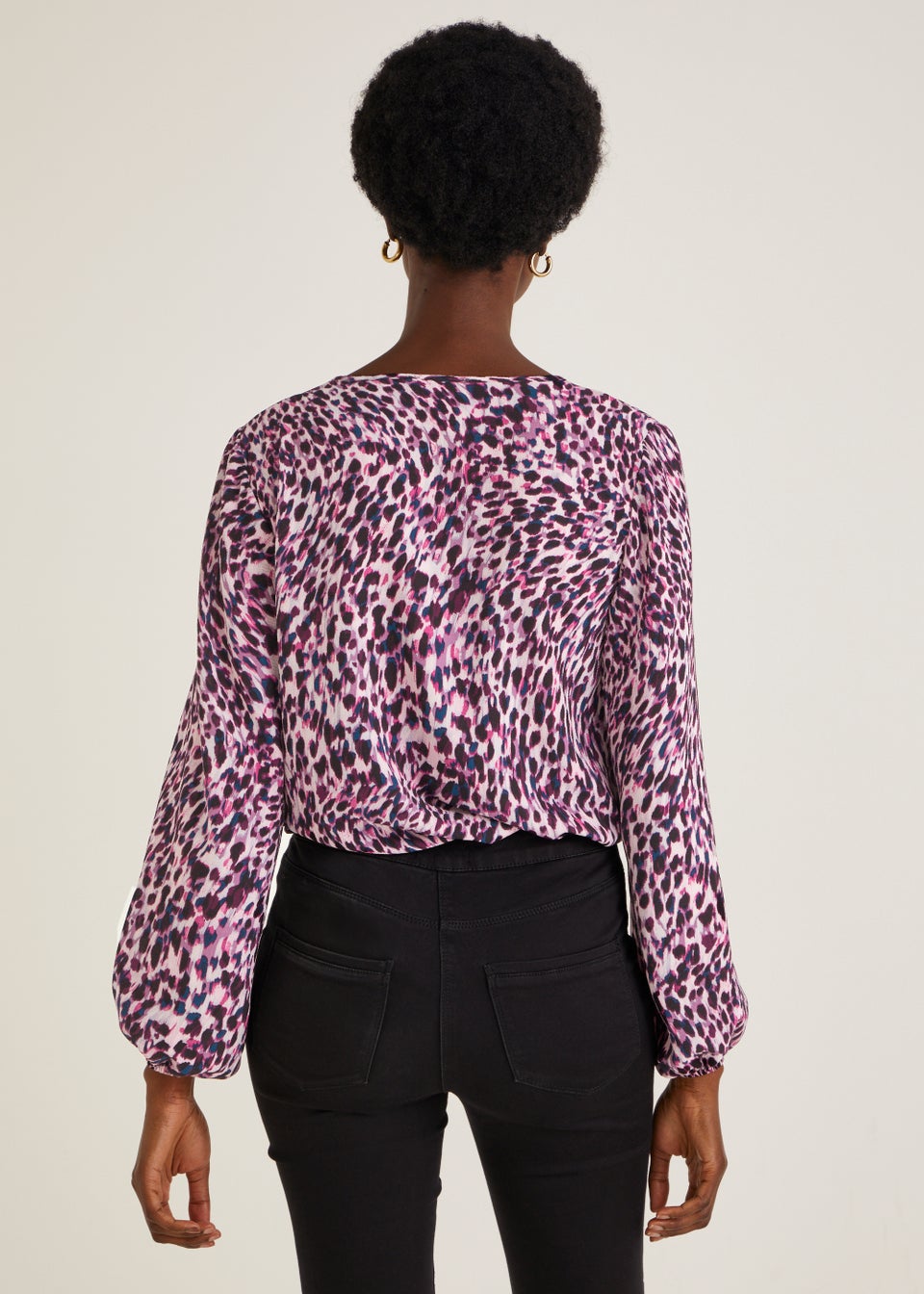 Pink Animal Print Bubble Box Long Sleeve Top