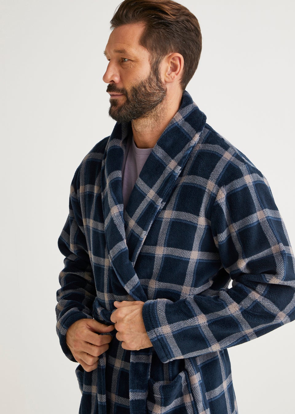 Navy Check Dressing Gown