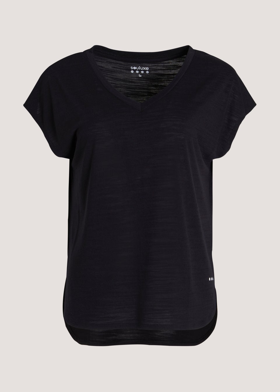 Souluxe Black V-Neck Textured Sports T-Shirt