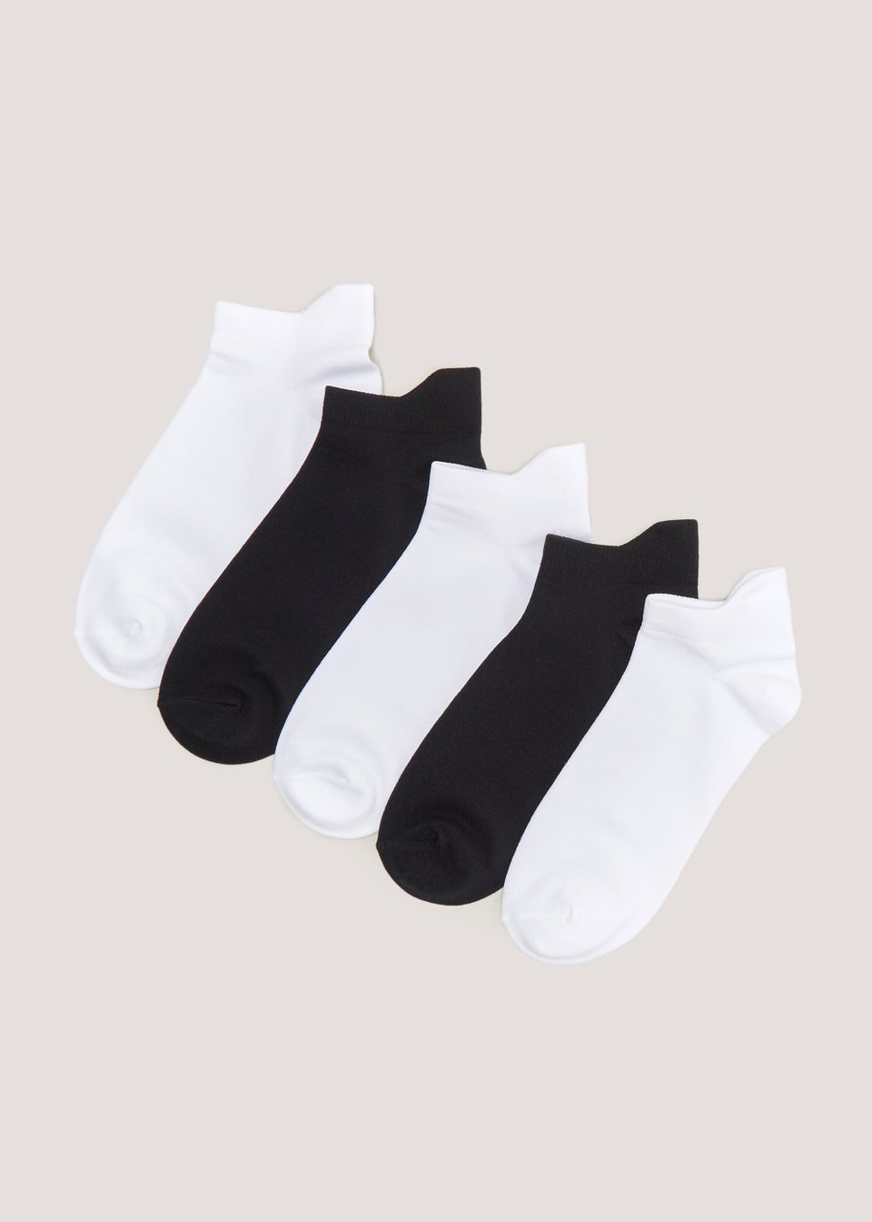 5 Pack Black & White Microfibre Trainer Socks