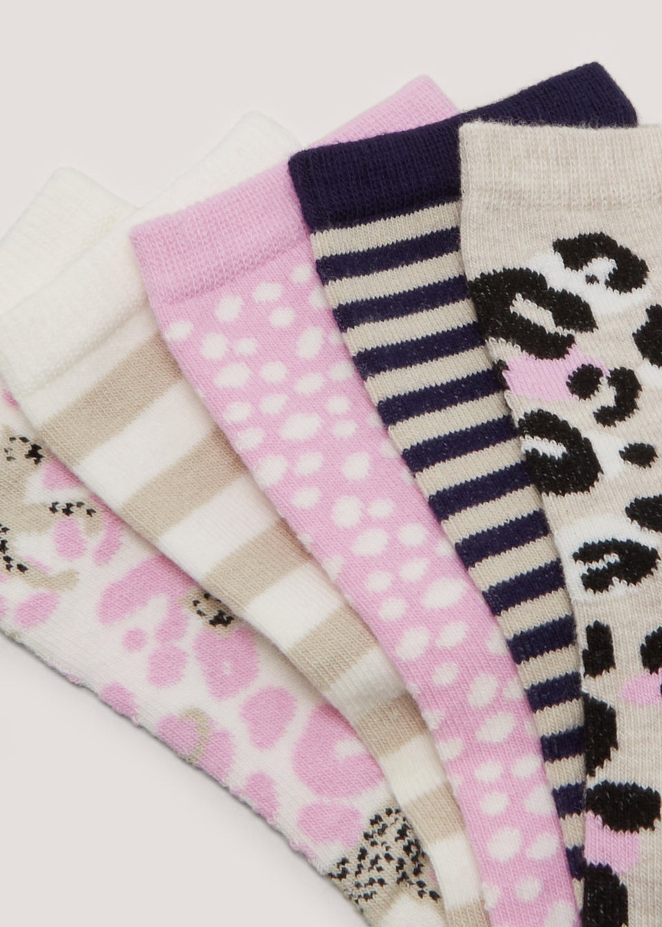 5 Pack Stripe & Animal Print Ankle Socks