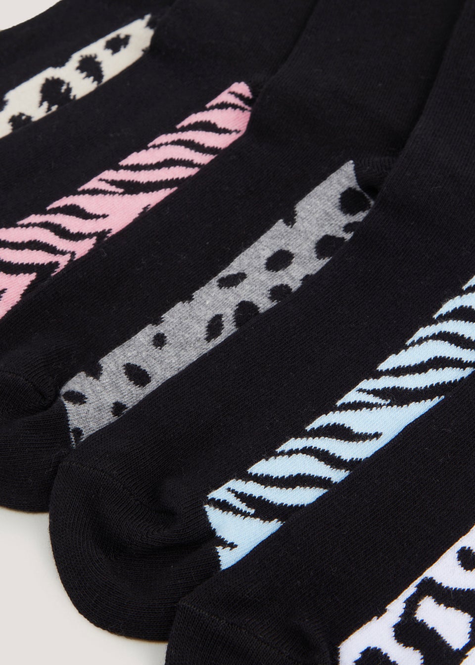 5 Pack Black Animal Print Socks