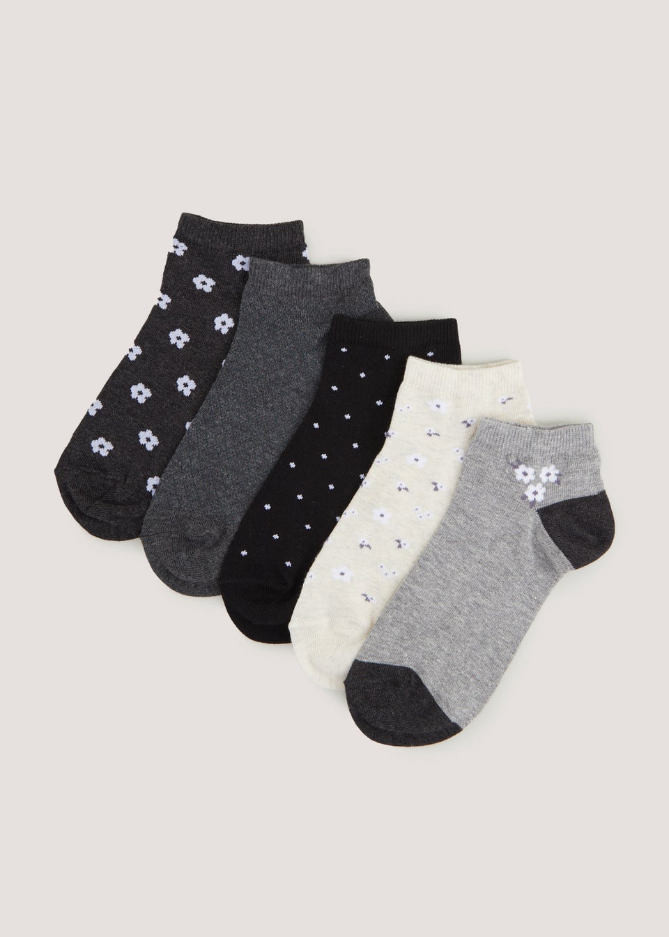 Black 5 Pack Floral Socks