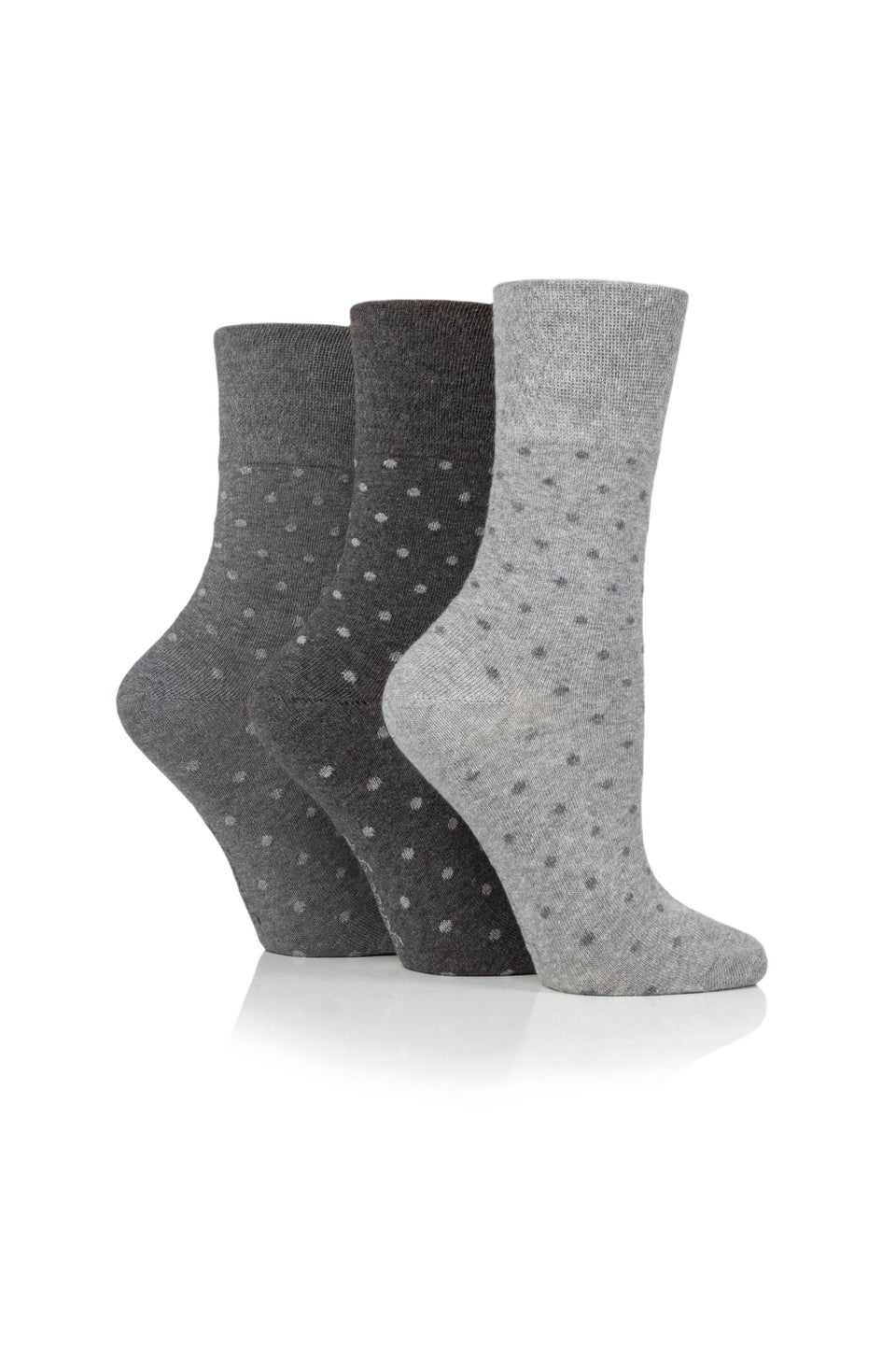 3 Pack Gentle Grip Grey Spot Socks Matalan