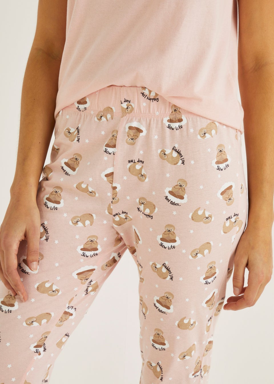 Pink Mix & Match Sloth Cuffed Pyjama Bottoms