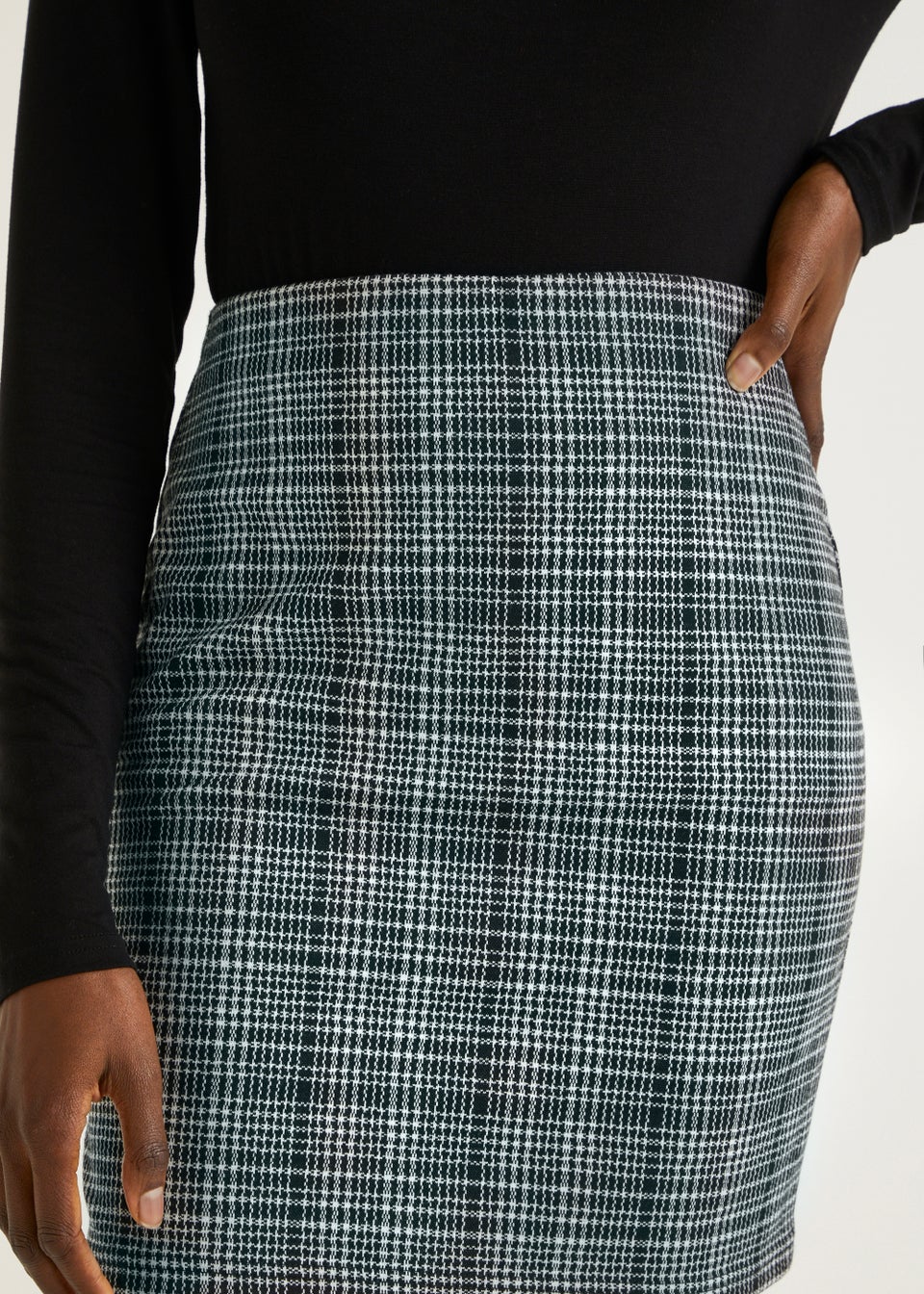 Grey Check Textured Mini Skirt