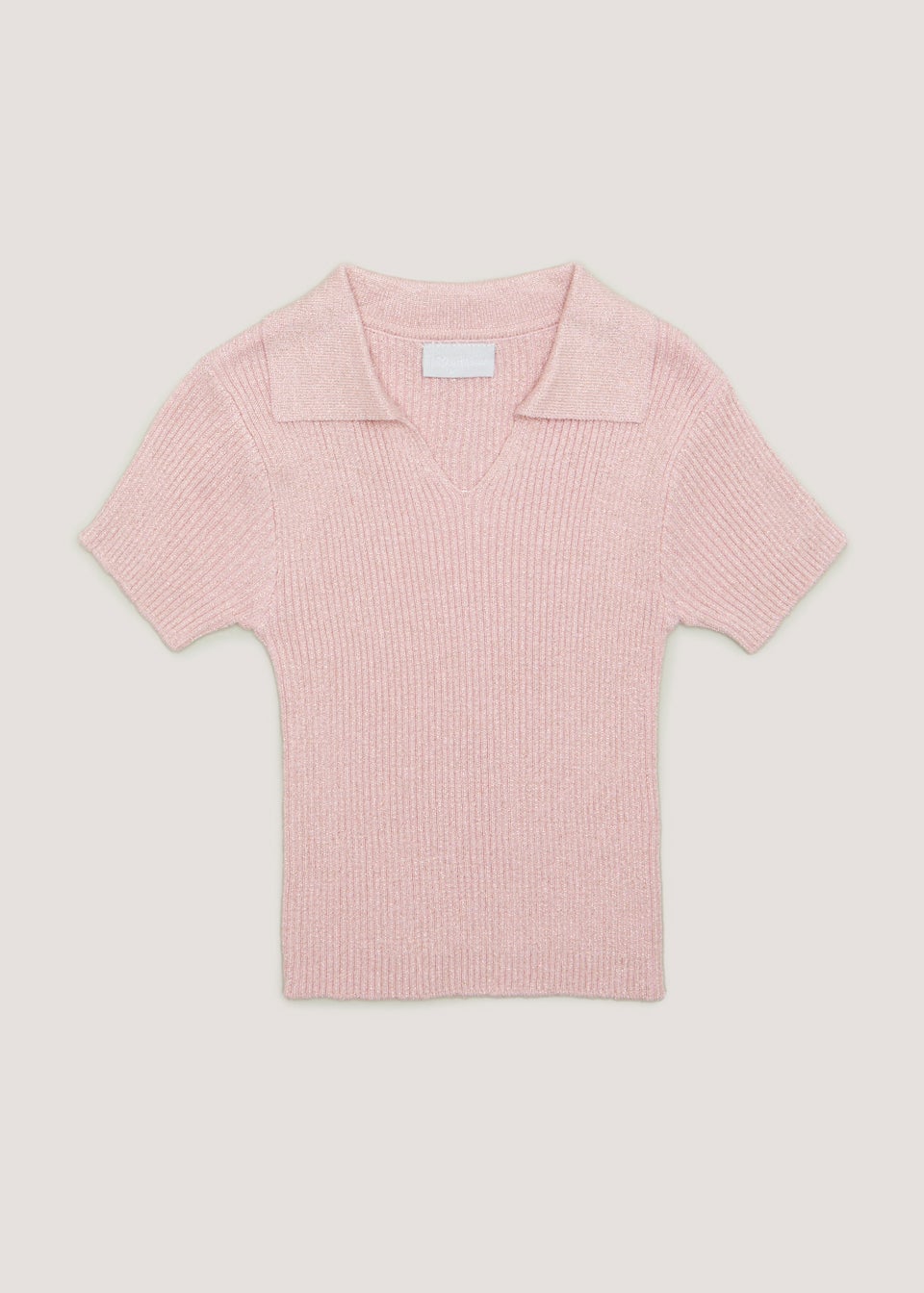 Girls Pink Sparkle Knitted Crop Top (4-13yrs)