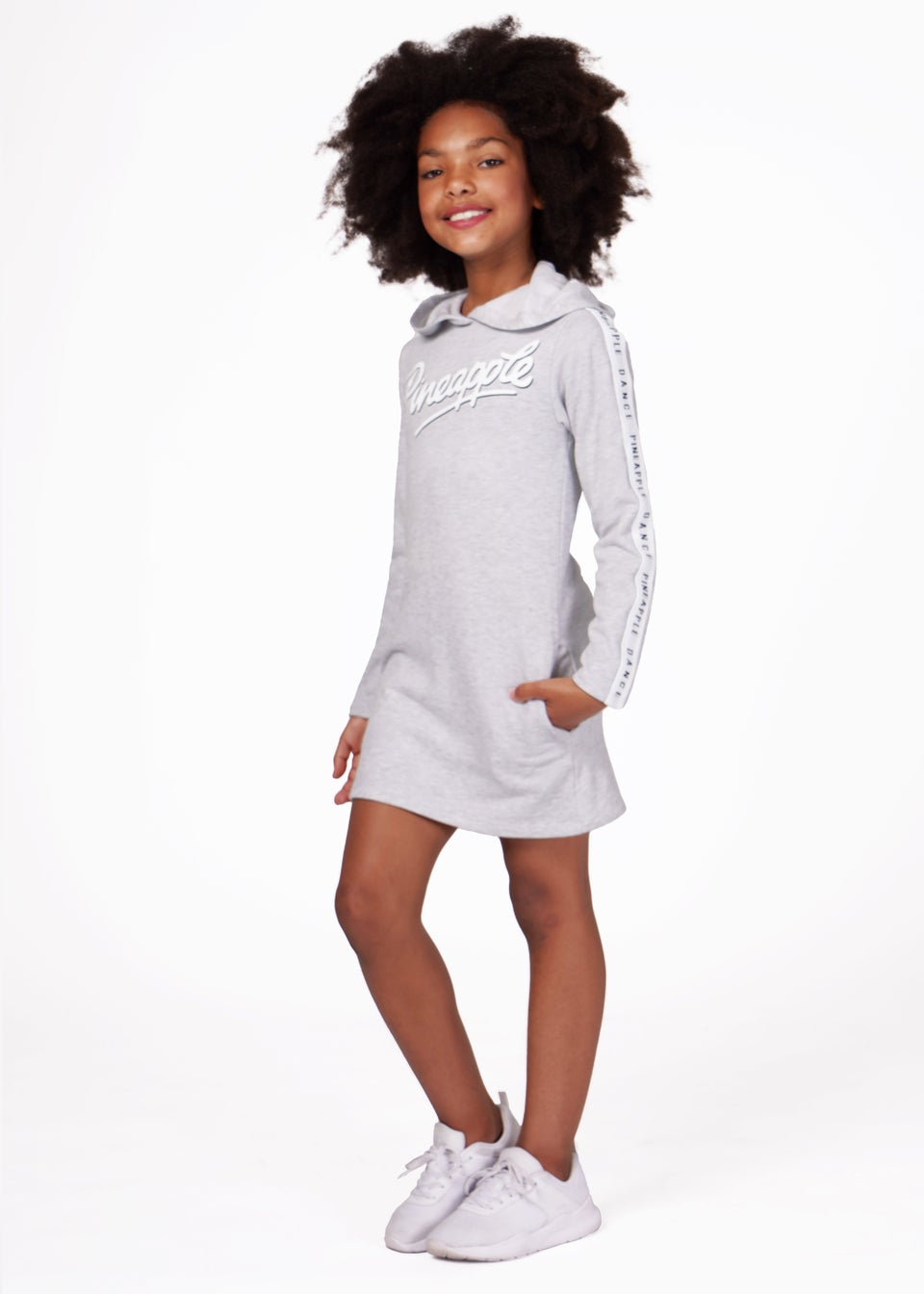 Girls Pineapple Grey Hoodie Dress (5-13yrs)
