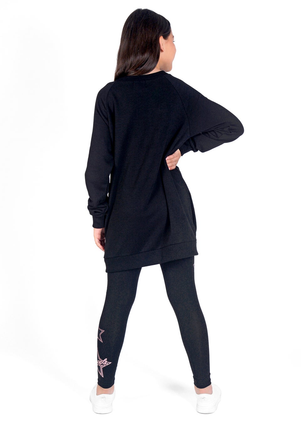 Girls Pineapple Black Glitter Logo Oversized Longline Sweatshirt (5-13yrs)