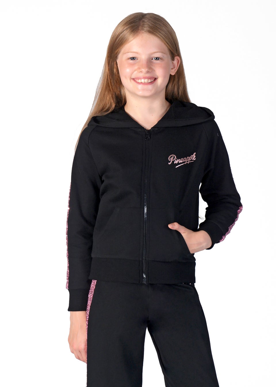 Girls Pineapple Black Sequin Stripe Hoodie 5 13yrs Matalan