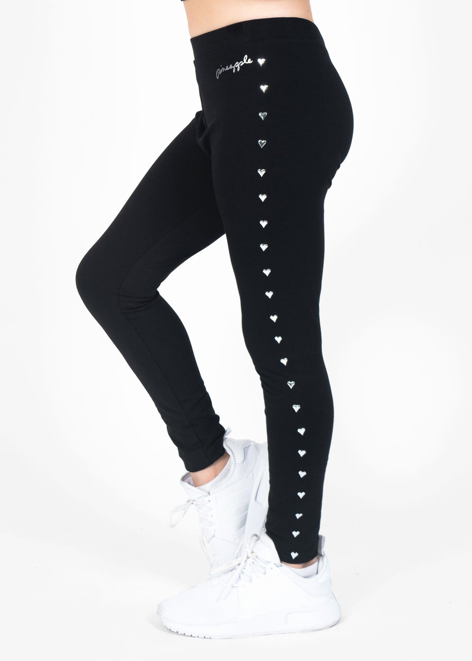 Girls Pineapple Black Heart Stud Leggings (5-12yrs)