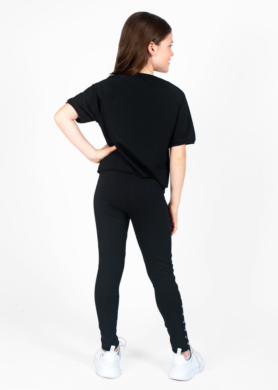 Girls Pineapple Black Heart Stud Leggings (5-12yrs)