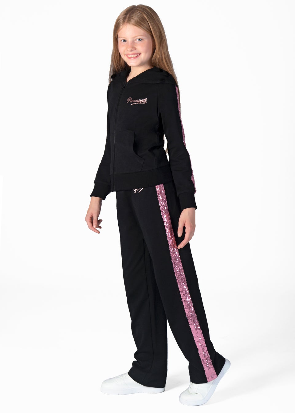 Girls Pineapple Black Sequin Wide Leg Joggers (5-13yrs)