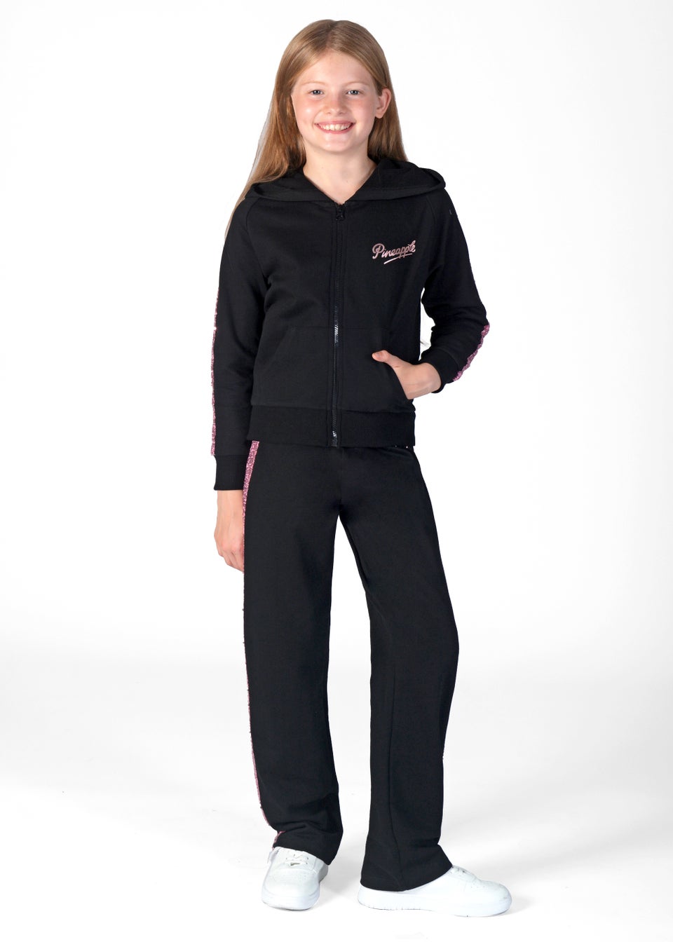 Girls Pineapple Black Sequin Wide Leg Joggers (5-13yrs)