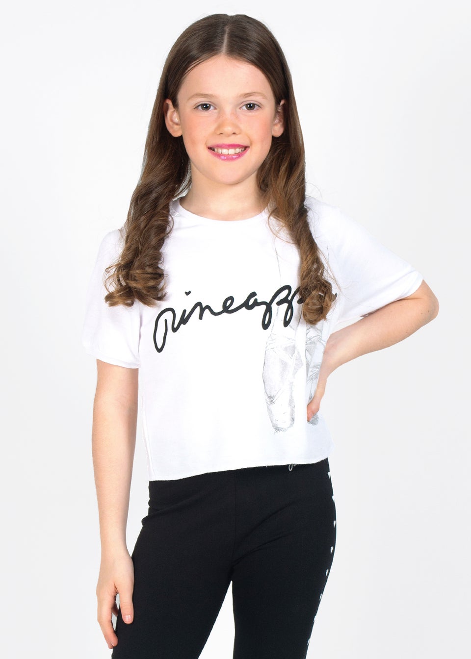 Girls Pineapple White Ballet Slouch T-Shirt (5-12yrs)