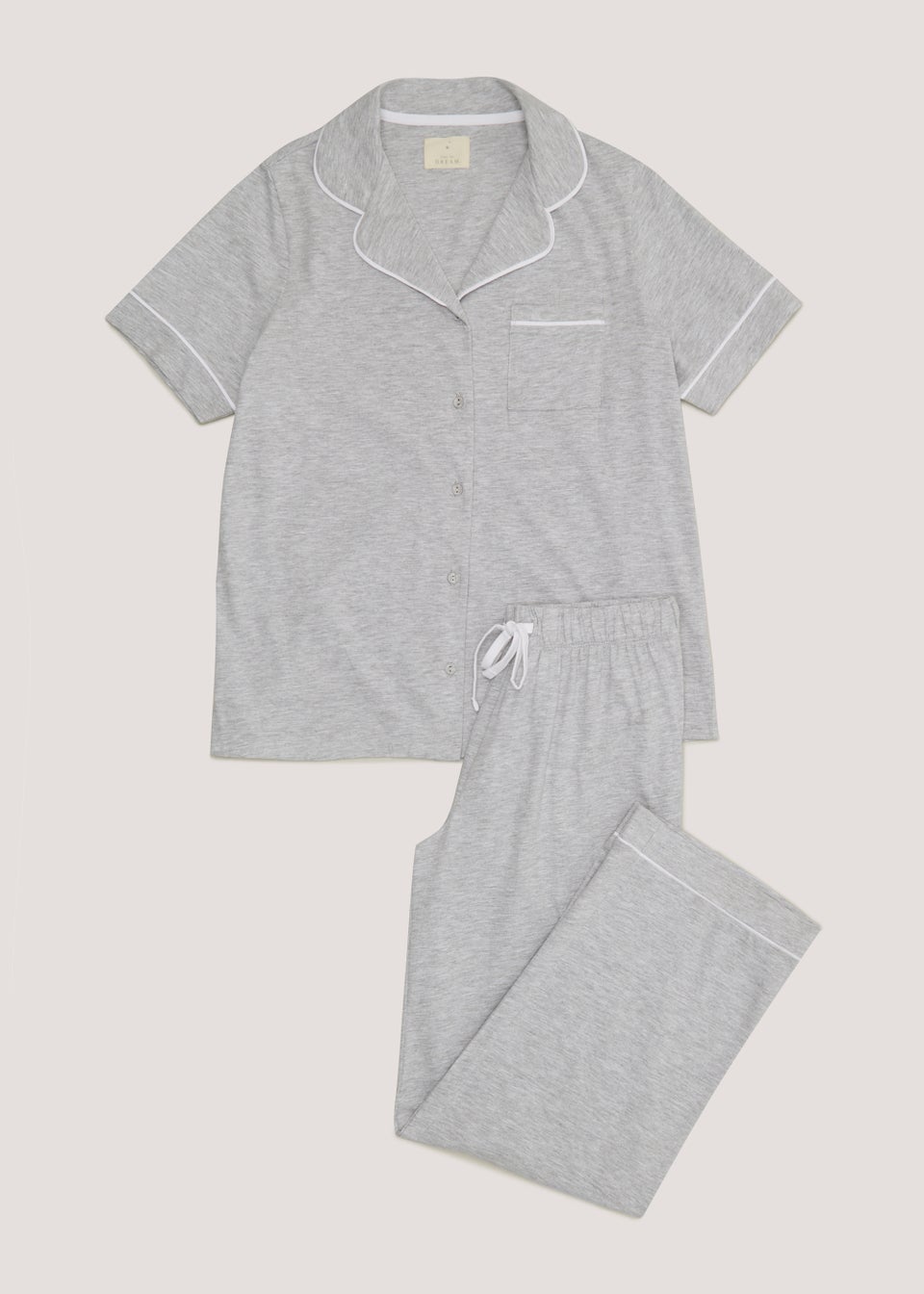 Grey Marl Button Up Pyjama Set Long Length Matalan