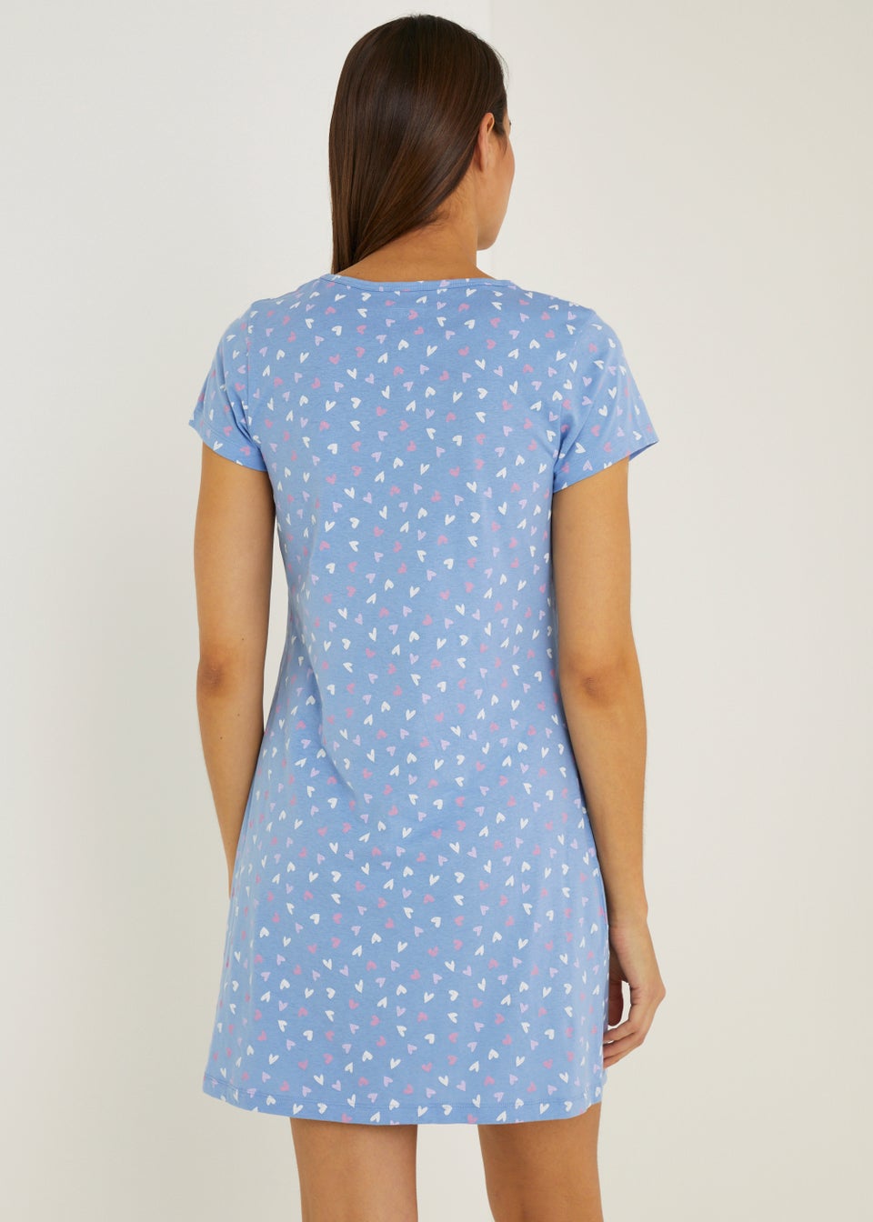 Blue Woven Jersey Long Sleeve Nightie - Matalan