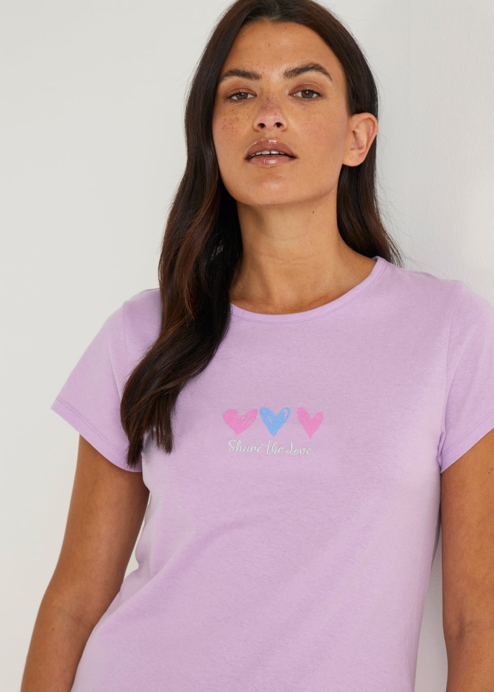 Lilac Heart Embroidered Nightie