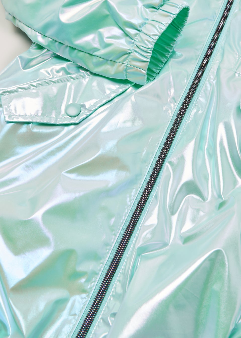 Girls Green Iridescent Mac Coat 4 13yrs