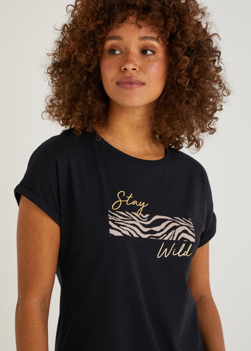 Black Wild Slogan T-Shirt