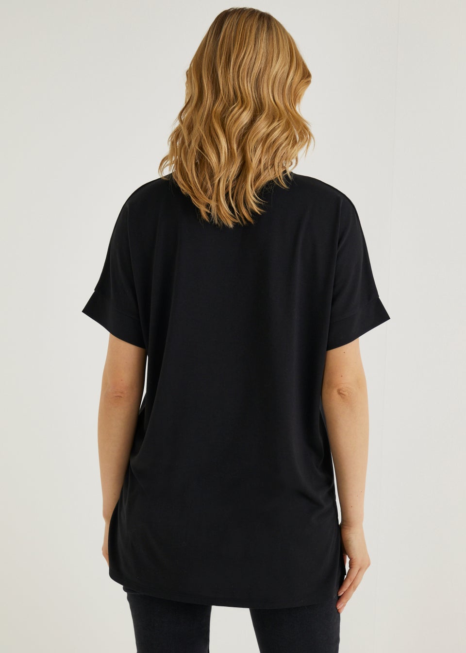 Black Animal Star Print Longline T-Shirt