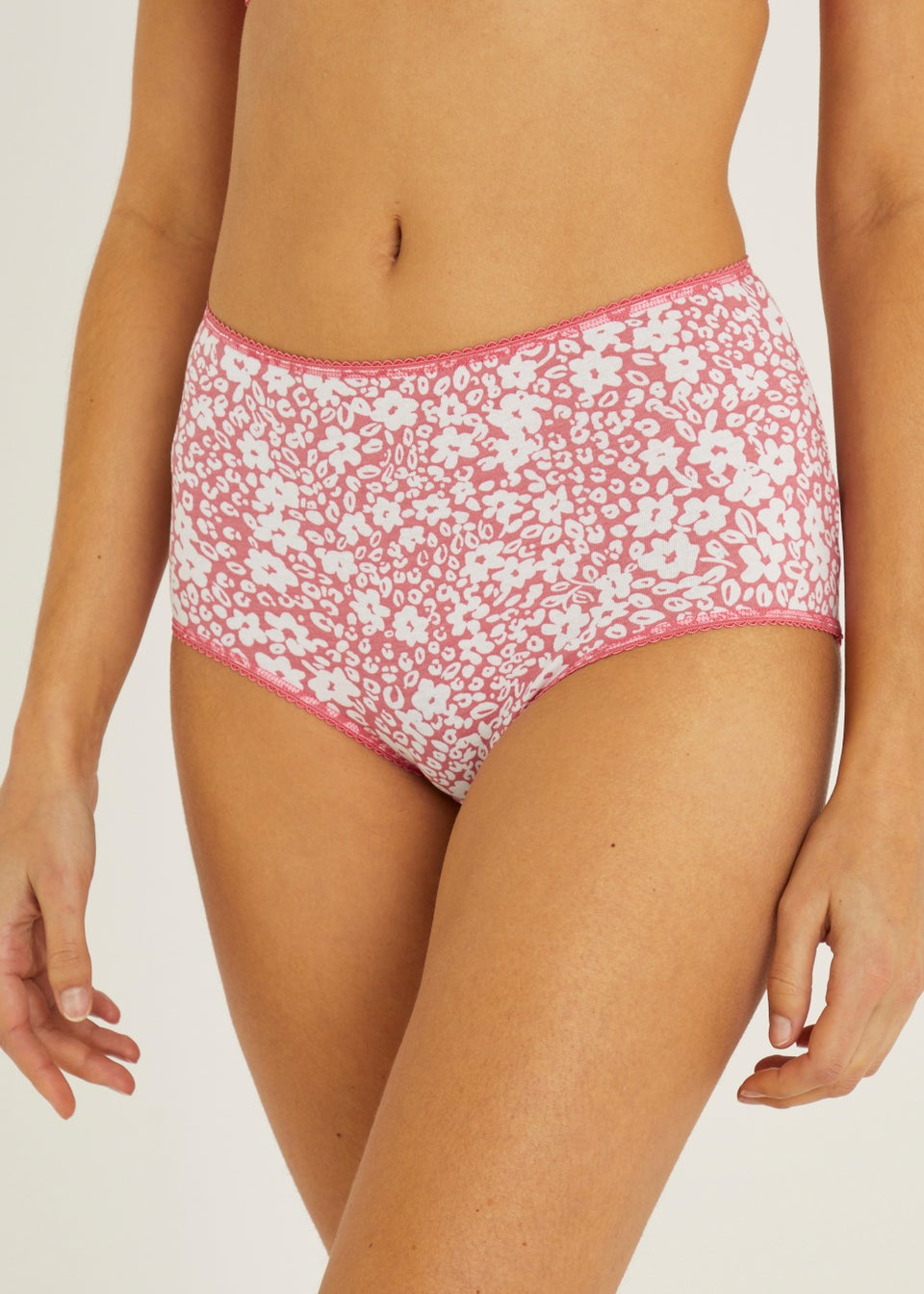5 Pack Plain & Floral Print Full Knickers