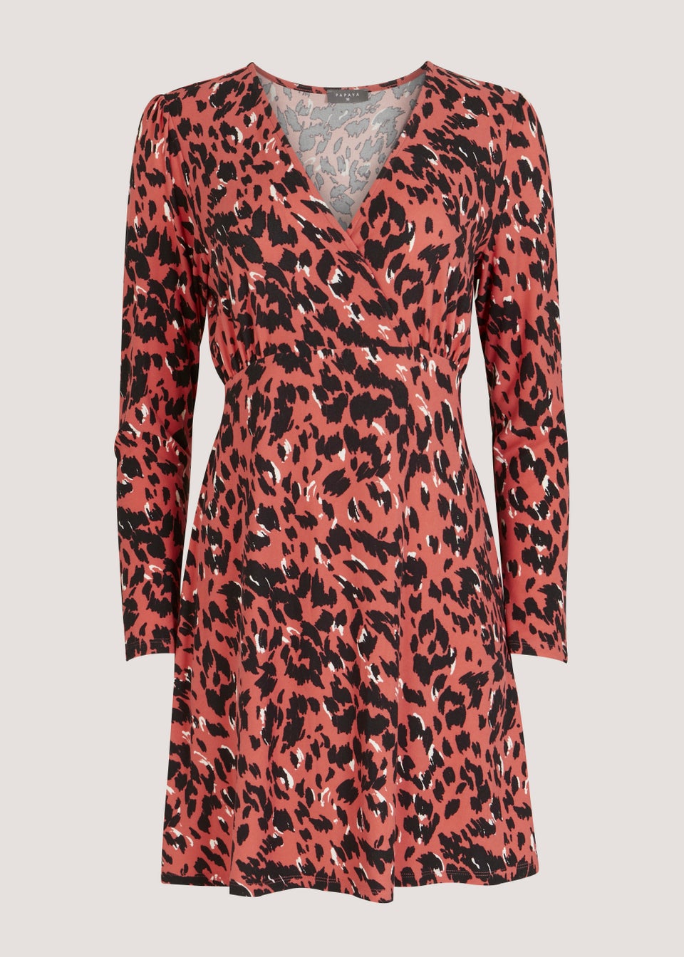 Coral Animal Print Super Soft Mini Wrap Dress