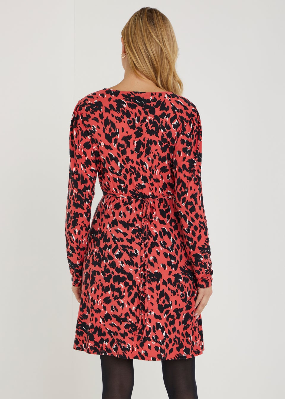 Coral Animal Print Super Soft Mini Wrap Dress
