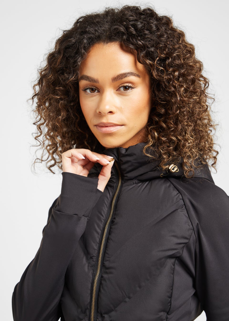 Elle black padded coat top