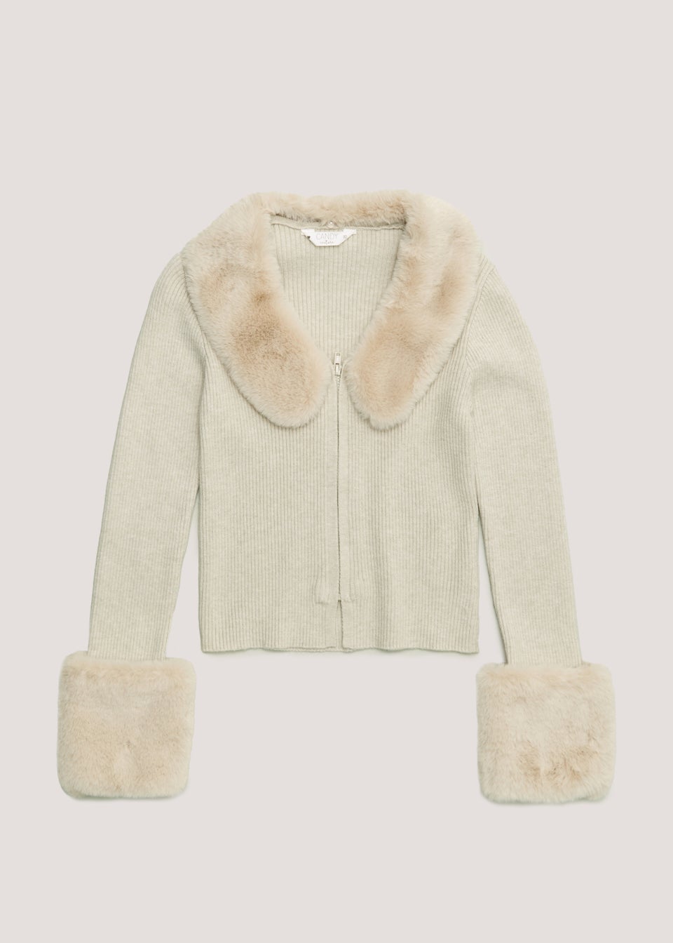 Girls Candy Couture Beige Faux Fur Cardigan 9 16yrs Matalan