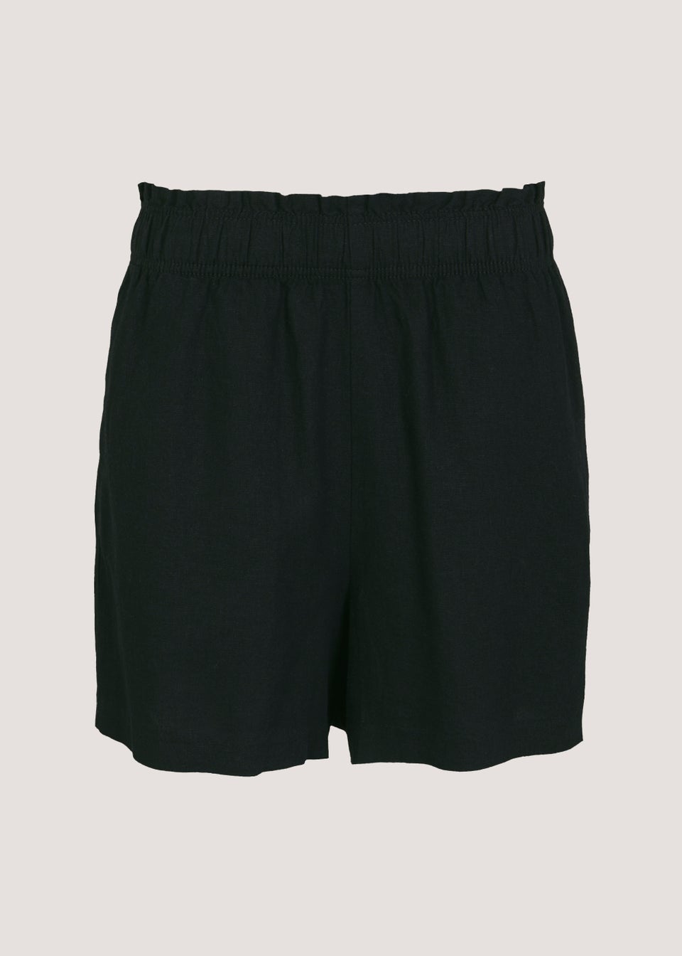 Black Linen Blend Shorts