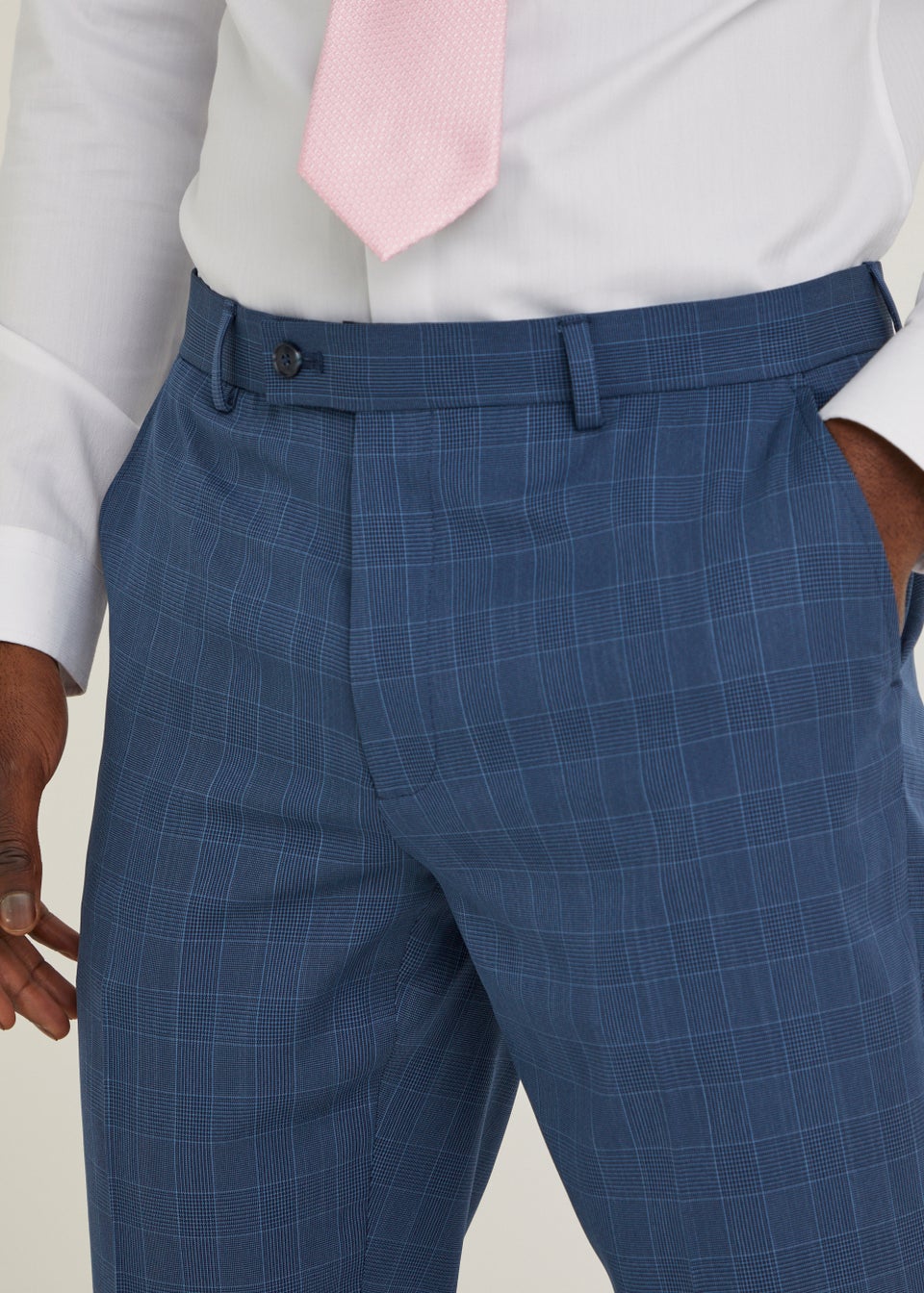 Taylor & Wright Hemsworth Blue Check Slim Fit Suit Trousers Matalan