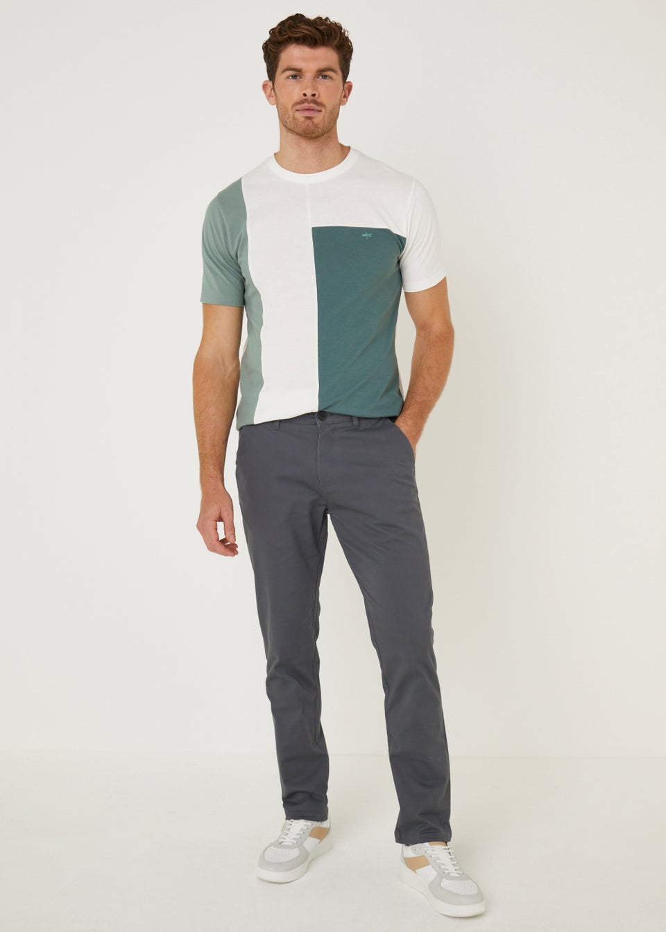 Grey Straight Fit Stretch Chinos