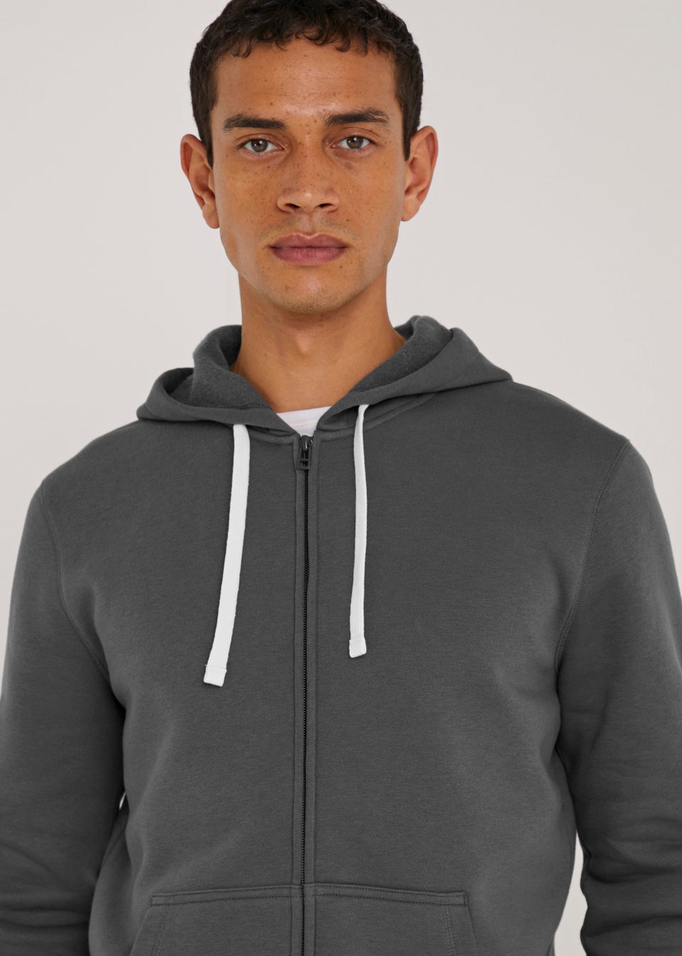 Grey Essential Zip Up Hoodie