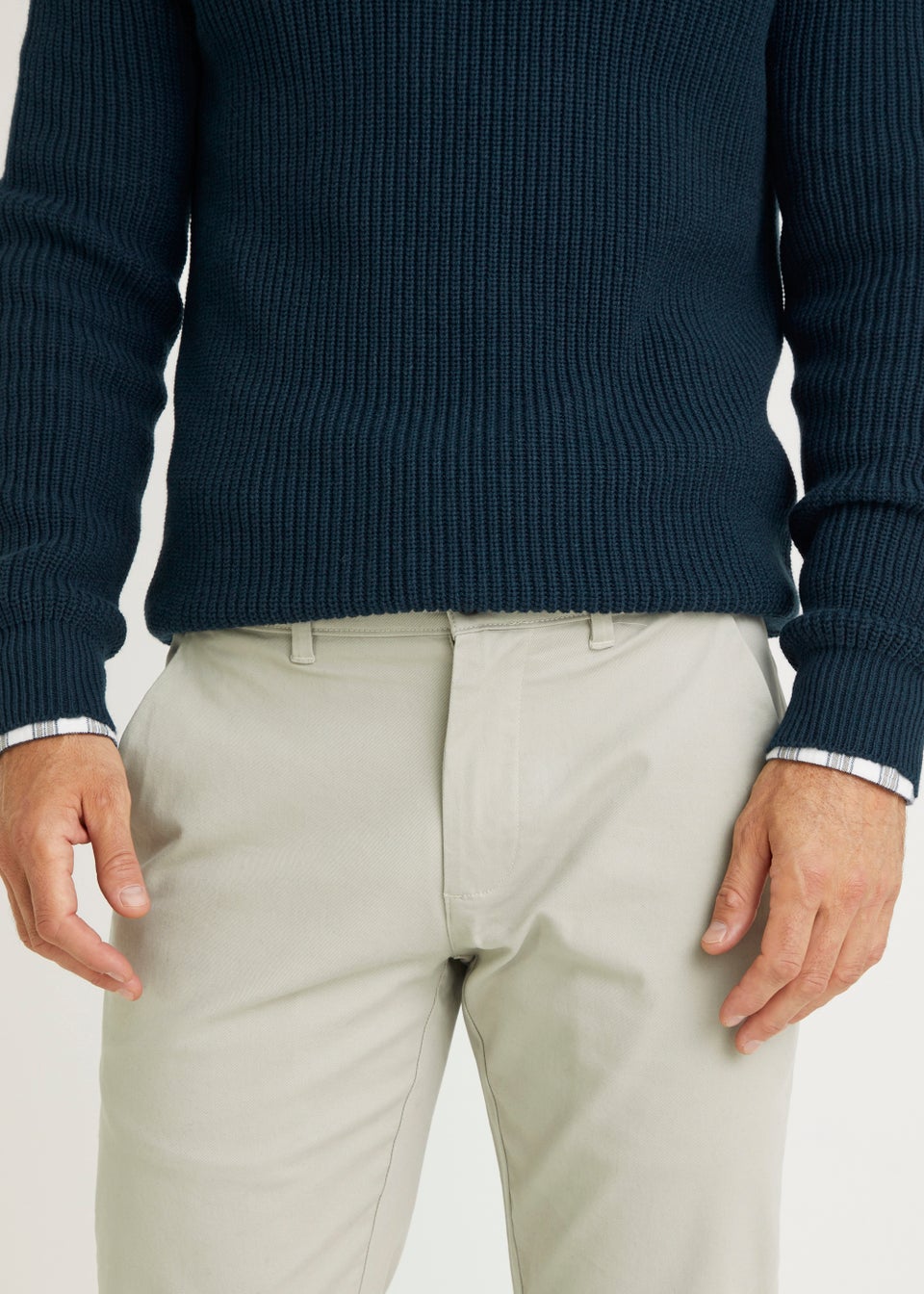 Beige Slim Fit Stretch Chinos