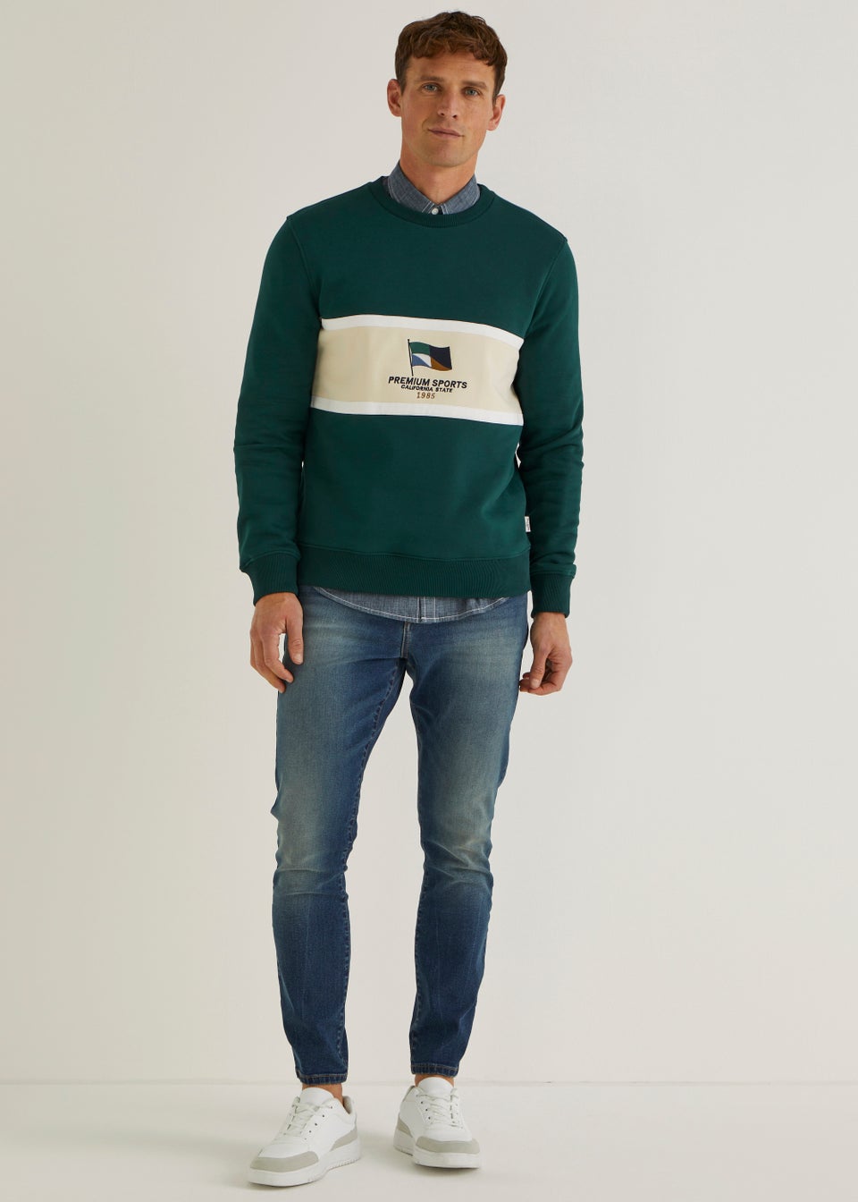 Green Premium Sports Embroidered Flag Sweatshirt