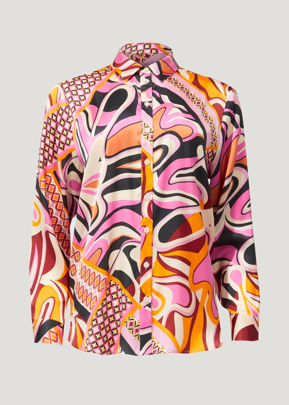 Be Beau Abstract Print Satin Shirt