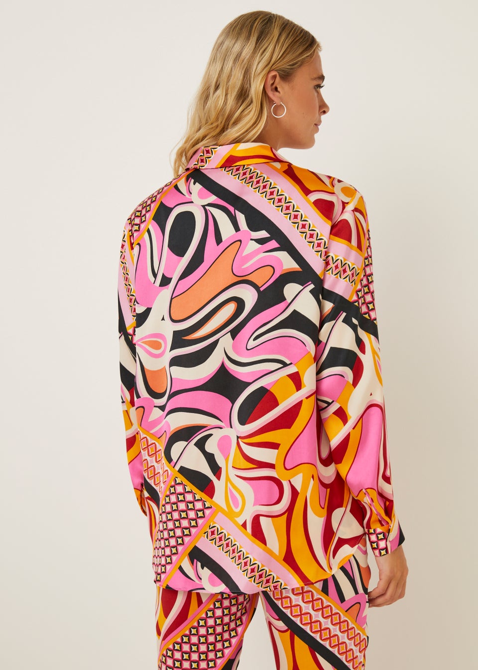 Be Beau Abstract Print Satin Shirt