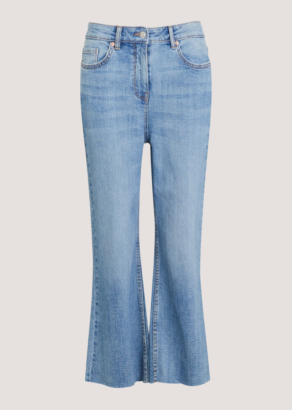 Mid Wash Cropped Flared Jeans