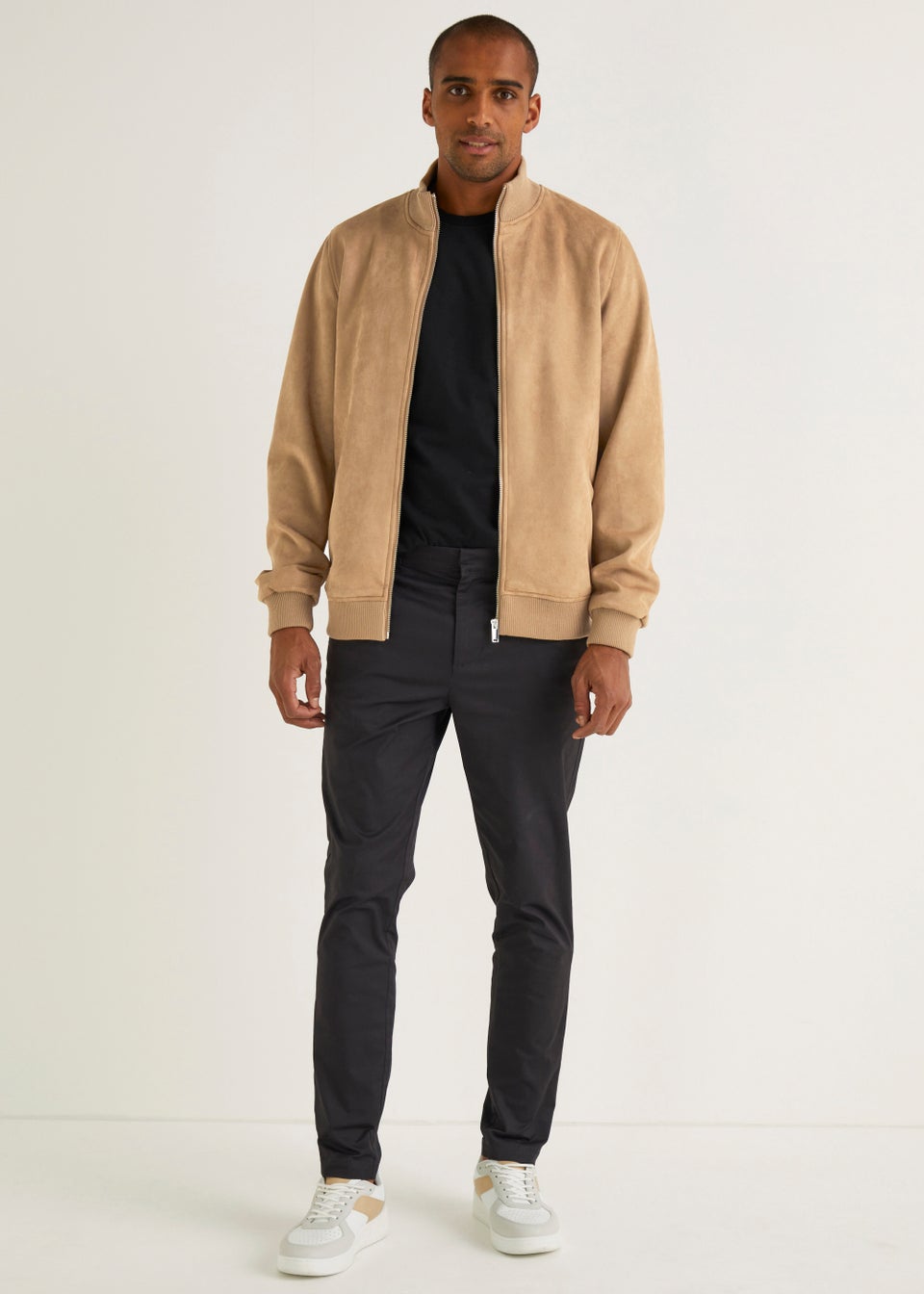 Sand Faux Suede Bomber Jacket - Matalan